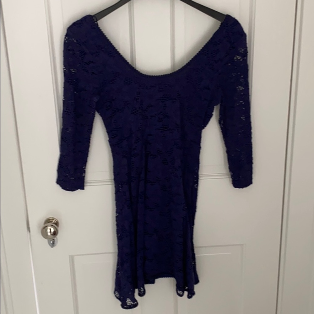 Free People Navy Eyelet Aline Dress
